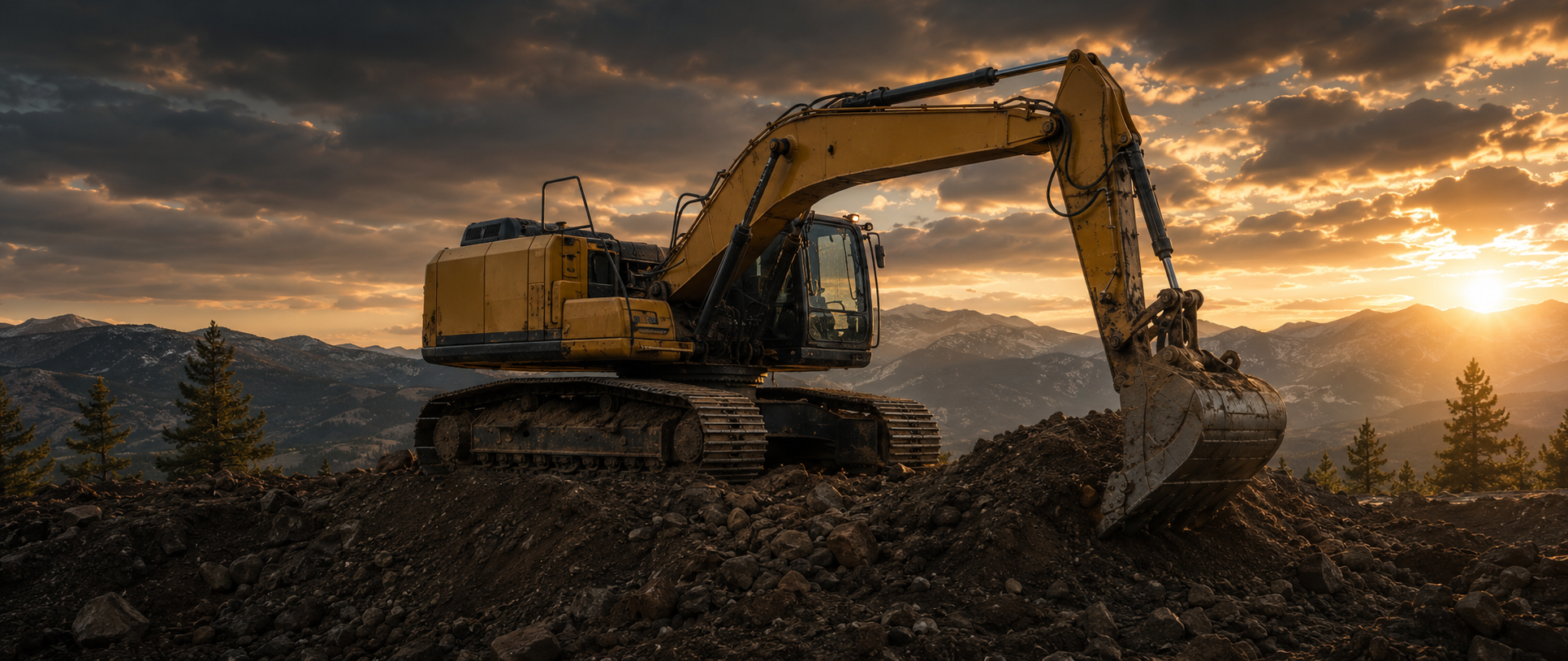 Excavator working on an active project site
